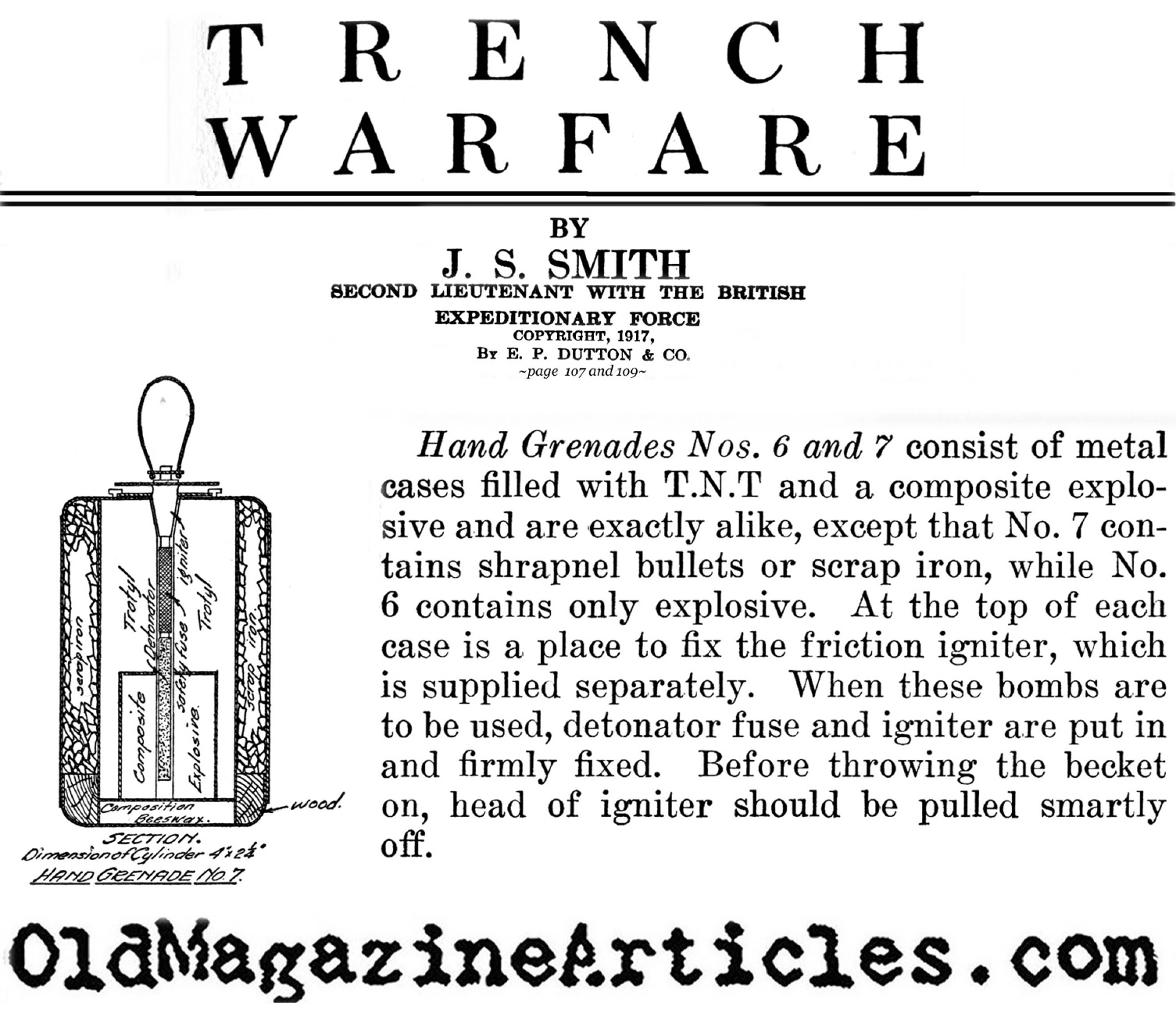 A British Shrapnel Grenade (Trench Warfare, 1917)